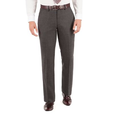 Jeff Banks Jeff Banks Grey windowpane check plain front regular fit black label suit trouser